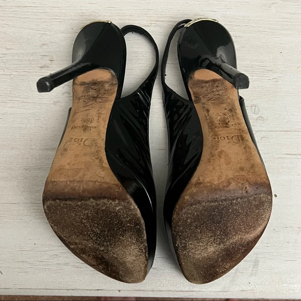 Christian Dior Patent Leather Slingback Pumps SIze 36.5/6.5 - Picture 6 of 16
